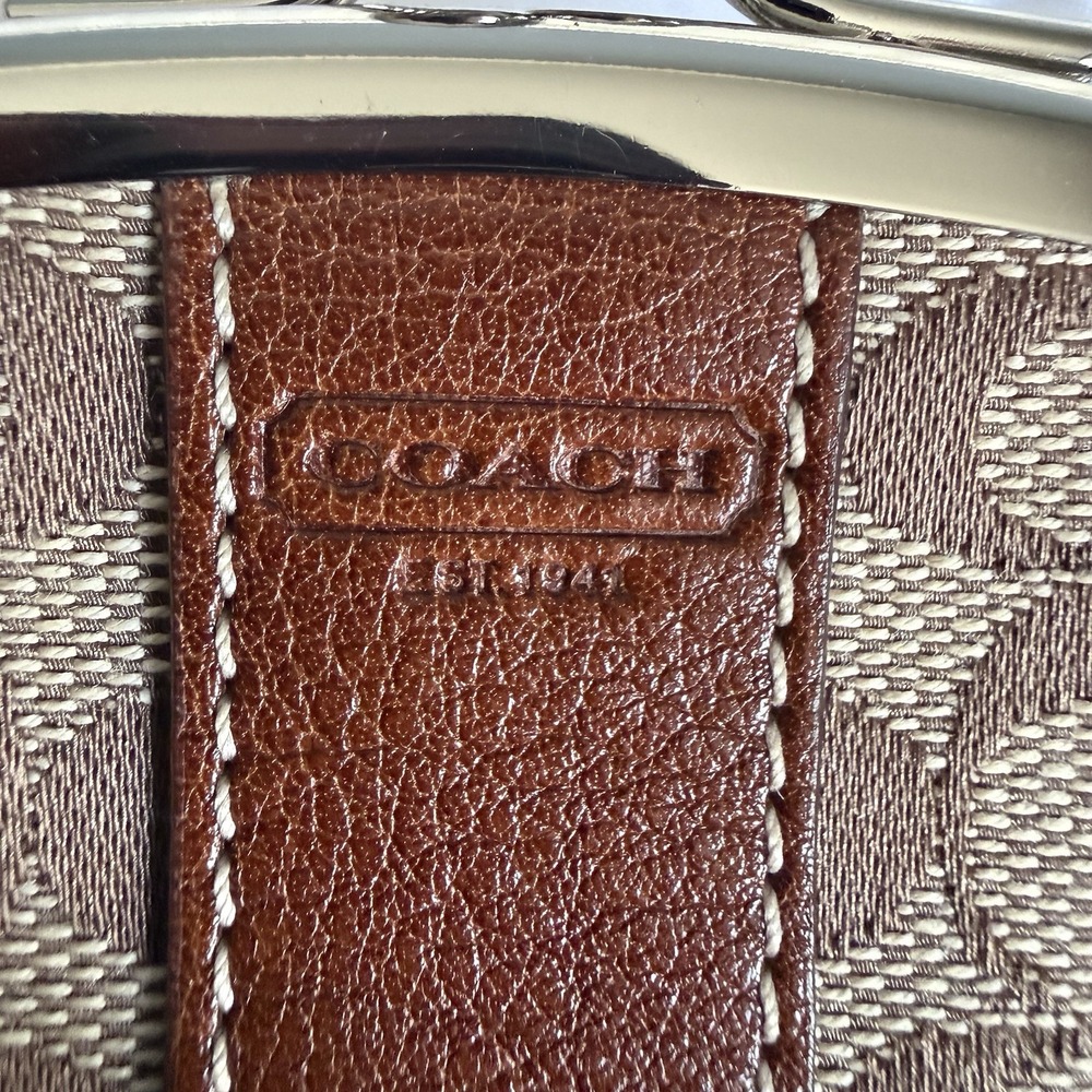 Vintage Coach Kisslock Change Purse Coin Pouch Wallet Brown Signature Canvas New - Picture 6 of 10